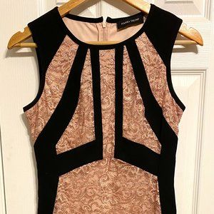 Pink/Black Lace Sheath Cocktail Dress